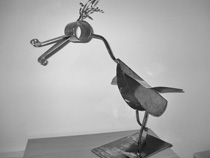 Metall-Skulptur Verrückte Ente